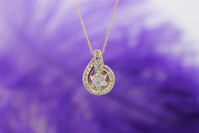 #ad Solid 10K Yellow Gold Diamond Pendant Loads of Sparkle Valentines 0.34 ctw 18quot; $249.67