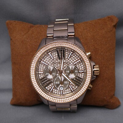 #ad MICHAEL KORS MK6411 Wren Rose Gold Tone Crystal Ladies Chronograph Watch $110.00