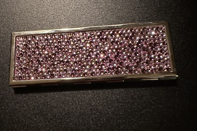 #ad Judith Leiber Pink Crystal Print Slim Pocket Compact Mirror $45.99