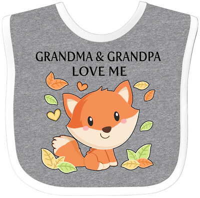 #ad Inktastic Grandma And Grandpa Love Me Little Fox Baby Bib Foxes Grandchild New $14.99