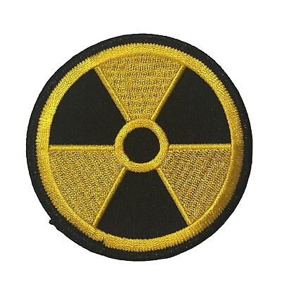 #ad Radioactive Radiation symbol Yellow On Black 3 inch Patch PW F5D6P $11.79