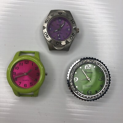 #ad X11 Lot 3C4G Geneva Swerve Green Pink Purple Ladies Retro Crystals Untested $4.75