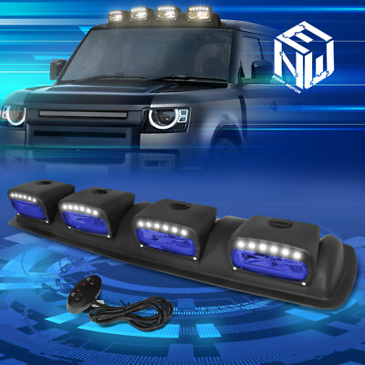 #ad Universal Off Road Blue Lens Roof Top Mounted Fog Light Lamp w SwitchHarness $84.95