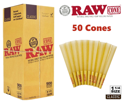 #ad #ad Authentic RAW Classic 1 1 4 Size Pre Rolled Cones 50 Pack amp; Fast Shipping $12.99