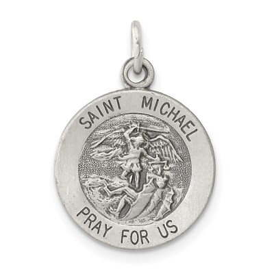 #ad Sterling Silver Antiqued Saint Michael Medal Pendant for Women Men 1.13g $64.00