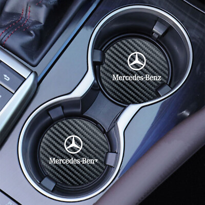 #ad 2Pcs Carbon Fiber Texture Car Cup Holder Coaster Anti slip Mat for Mercedes Benz $12.99