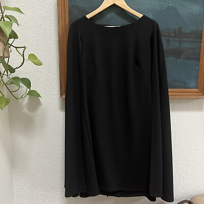 #ad Adrianna Papell Black Cape Dress Size 8 Black Tie Formal Elegant S M Minimalist $28.98