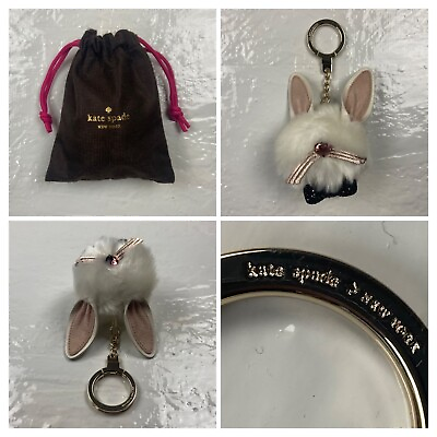 #ad Kate Spade NY Furry Bunny Pouf Keychain or Bag Purse Charm w Dust Bag *Read $79.92