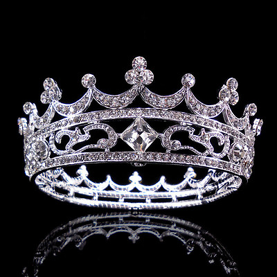 #ad 4.5cm High Full Crystal King Wedding Bridal Party Pageant Prom Tiara Round Crown $9.99
