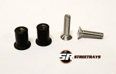 #ad SR License Plate Delete Replacement Hardware Bolt amp; Rubber Nuts Tapered SILVER $8.46