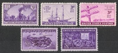 #ad 1944 US Mint NH Year Set #922 926 Complete Set of 5 Movies Trains Steamboat $0.99