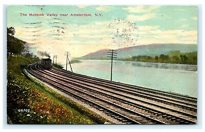 #ad The Mohawk Valley near Amsterdam NY New York Train Tracks Railroad Postcard C2 $3.99