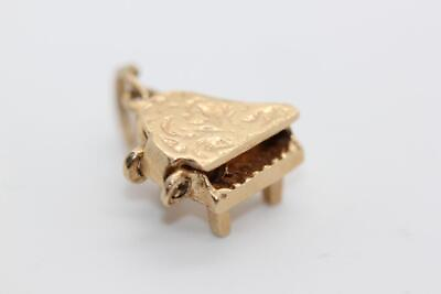 #ad VINTAGE 14k GOLD 3D GRAND PIANO CHARM OPENS MOVABLE LID 14KARAT ENAMEL $198.00
