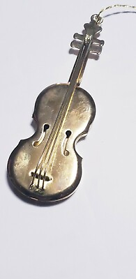 #ad Miniature 3.5quot; Gold Brass Violin Tree Ornament $9.11