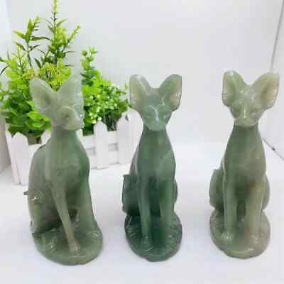 #ad Natural Green Aventurine Cat Figurine Square Gemstones Room Decoration 15cm 1PC $95.00