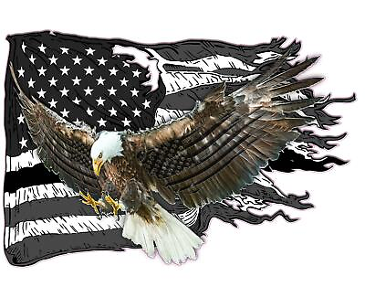 #ad American Flag bald eagle black flag worn decal $49.95