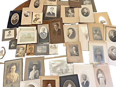 #ad Photos 38 Lot of Early 1900s 1920s Antique Photographs Pictures Mounted Family $134.85