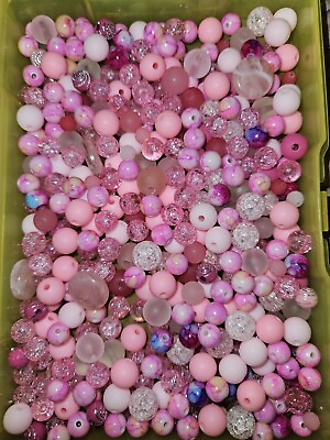 #ad Mixed Bead Lot 6 Bags Glass Acrylic Gemstones Free Charms $4.99