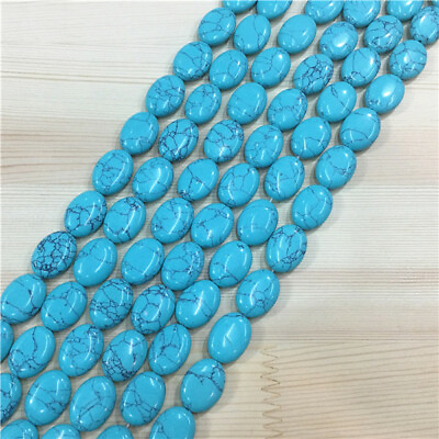 #ad 1 Strand 22Pcs 18x13x5mm Blue Turquoise Oval DIY Jewelry Loose Beads EE3080 $10.27