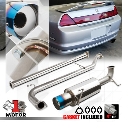 #ad SS Catback Exhaust System 4quot; Burnt Tip Muffler for 98 02 Honda Accord 2.3 F23A $136.69