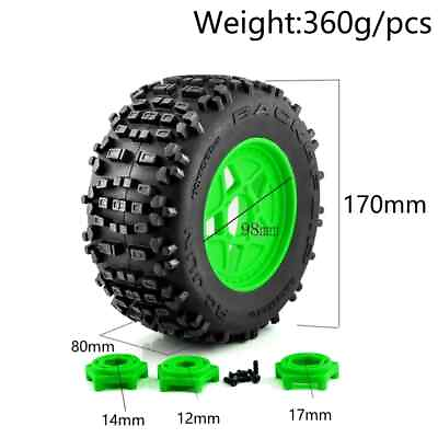 #ad 170mm 3.8quot; 1 7 1 8 Monster Stunt Truck Tire 12 14 17mm Wheel Hex for TRAXXAS $98.00