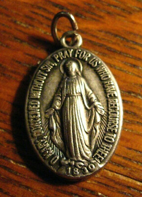 #ad Miraculous Medal Holy Charm Vintage Saint Mother Mary Madonna Catholic Charm $19.99
