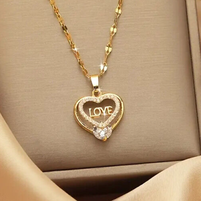 #ad Beautiful quot;lovequot; Heart Shaped Pendant Necklace $12.88