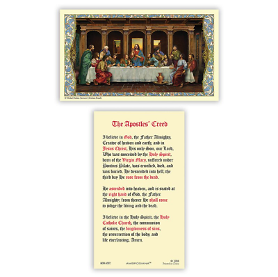 #ad Laminated The Apostles#x27; Creed Holy Prayer Card Catholic Last Supper Image Front $2.79