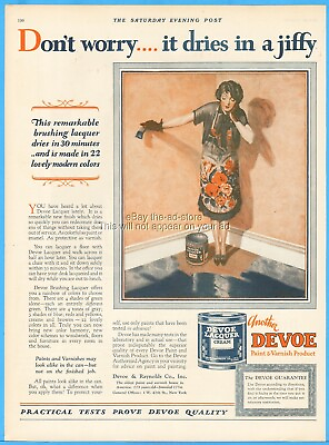 #ad 1927 Devoe amp; Raynolds Paint Vintage Print Ad Women Painted into Corner Art $13.49