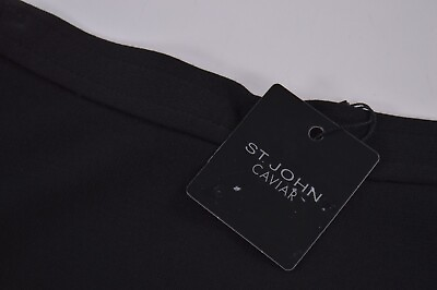 #ad St. John Caviar NWT Stretchy Knitted Wool Blend Skirt Size 4 in Solid Black $215.99