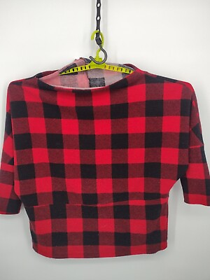 #ad First Love Blouson Tunic Top Womens Plus Size 2X Red Plaid Flannel Knit Pullover $12.99
