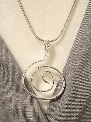 #ad Handmade Swirl 925 Sterling Silver Necklace 18 Inch Snake Chain $60.00