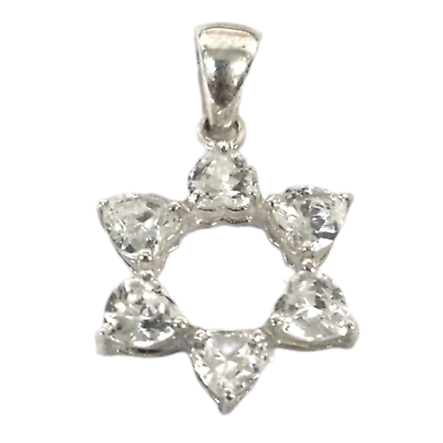#ad Elegant Star of David Jewish Judaica Pendant Sterling Silver 925 Charm Zircon $39.90