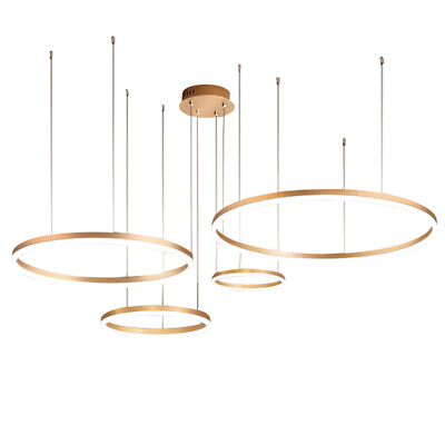 #ad LED Pendant Light Modern Ring Fixture Acrylic Hanging Lamp Chandelier Lighting $148.63