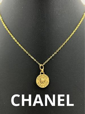 #ad Chanel Necklace Chain Coco Cc Gold Round France $170.00