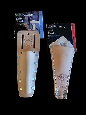 #ad 2 Vintage Nicholas Work Gear Leather Tool Belt Cowhide USA 449 amp; 55 Sheath $45.00