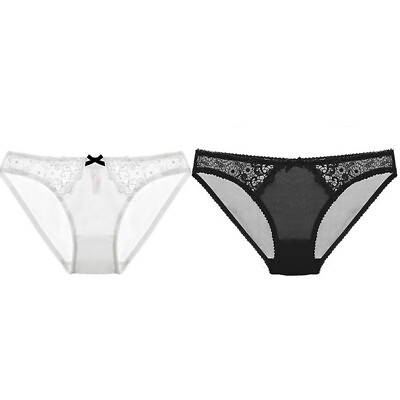 #ad White Black Soft Women Underwear Sexy Lace Water soluble Embroidery Lady Briefs $7.99