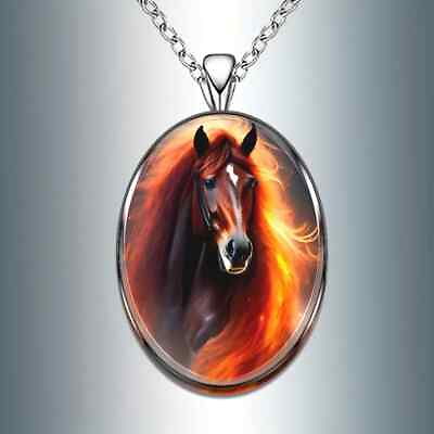 #ad Beautiful Horse Oval Pendant Necklace $15.25