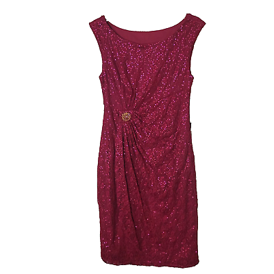 #ad NWT RNB Rich and Beautiful Lace Bead Broach Waist Midi Dress pink Size Medium $10.00