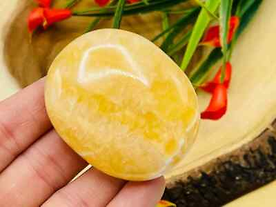 #ad Orange Calcite Palm Stone Yellow Calcite Pocket Stones Palm Healing Crystal $14.74