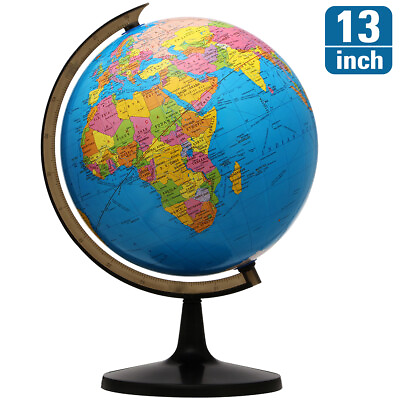 #ad 13#x27;#x27; World Globe Earth Ocean Rotating World Map Geography w Stand Desktop Large $34.38