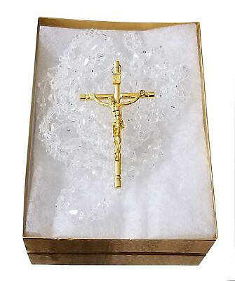 #ad Wedding Lasso Catholic Crystal Rosary Gold Cross Lazo De Boda $74.08