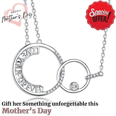 #ad Circle of Love Necklace Sterling Silver Pendant Elegant Jewelry Mothers Gift $19.99