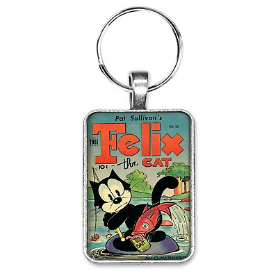 #ad Felix The Cat #23 Cover Key Ring or Necklace Classic Cartoon Comic Book Jewelry $12.95