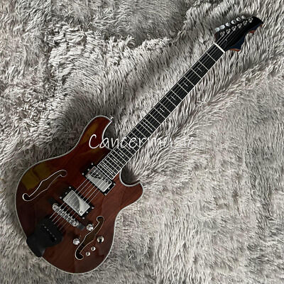 #ad Languedoc Koa Top Electric Guitar Trans Brown Semi Hollow Body HH Pickup 24 Fret $296.97