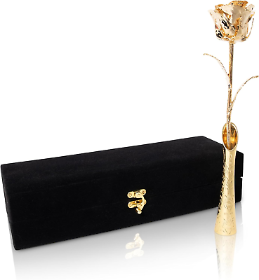 #ad 24K Gold Dipped Long Stem Real Rose Natural Handpicked Genuine Flower Preserved $111.99