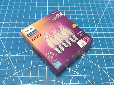 #ad Philips Ultra Definition 40W Soft White BA11 LED Dimmable 3.5W Light Bulbs QTY:3 $10.95