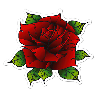#ad Red Rose Vinyl Decal Sticker Indoor Outdoor 3 Sizes #9185 $5.95