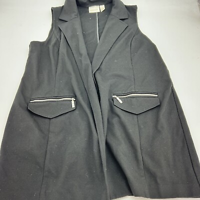 #ad Chicos Long Open Black Vest Size Large $20.00