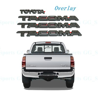 #ad 4PCS Kit Overlay Emblem Matte Black Side Door amp; Rear Tailgate Tacoma Toyota $76.80